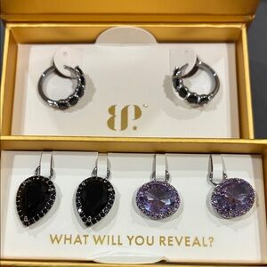 Charming Hoops Black and Purple Earrings Set